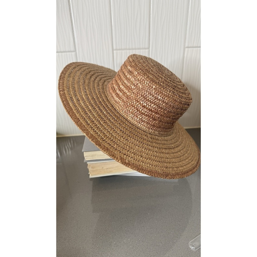 Vintage Carson Pirie Scott Straw Wide Brim Summer Beach Hat Women's VGUC